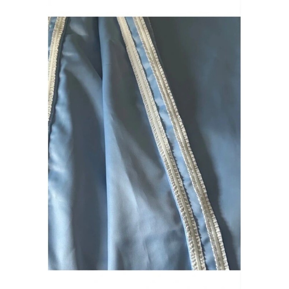 NWT - adidas Track Pant Satin Bottoms Baby Blue White Ruffle Stripes - Picture 7 of 9